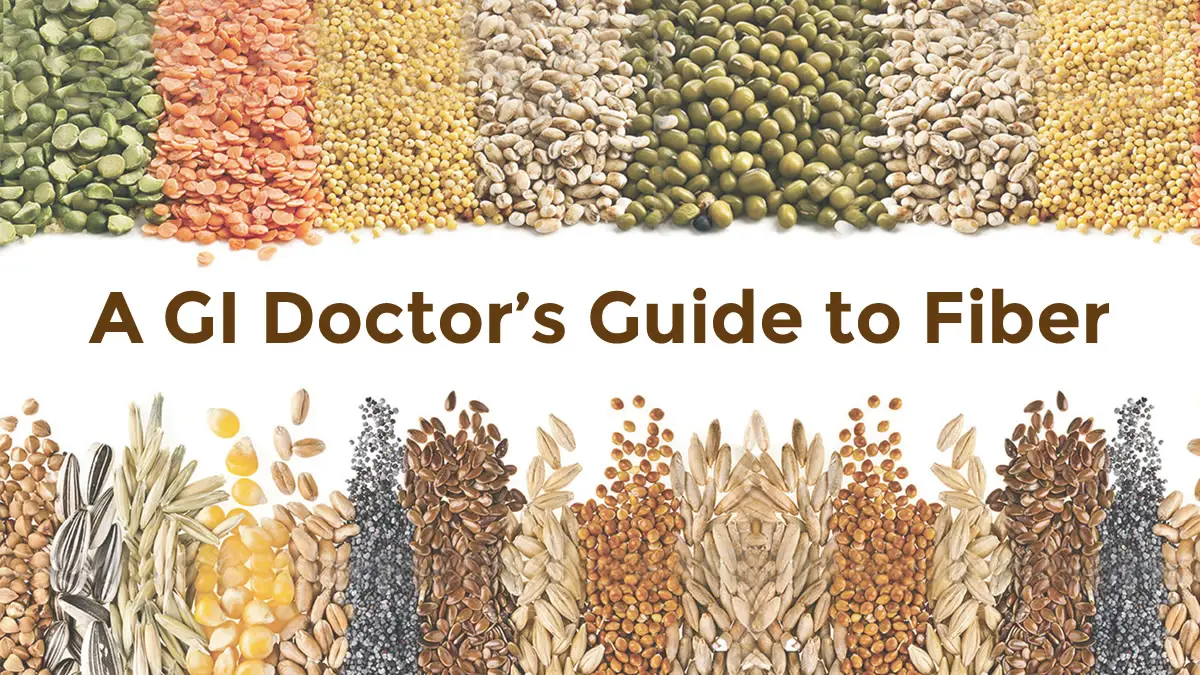 A GI doctor's guide to fiber with images of various fiber sources